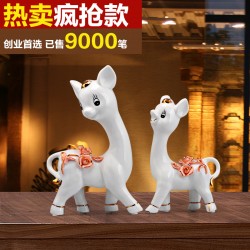 情人節創意禮品情侶小鹿工藝擺件家居飾品陶瓷工藝品家居擺件批發