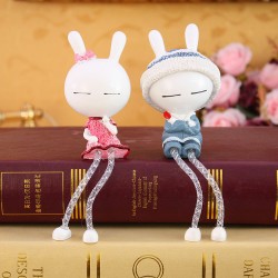 淘寶熱銷！可愛樹脂擺件 家居辦公裝飾品 兔子吊腳娃娃批發 SA216
