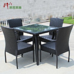 廣州藤制桌椅家具廠家 優質帶扶手編藤桌椅 戶外休閑藤椅批發