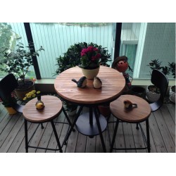 鐵藝實木家具戶外庭院可升降茶餐廳圓形客廳茶幾鐵藝戶外家具批發