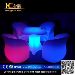 LED歐式新款梅花桌椅遙控酒吧KTV咖啡館發光吧臺 發光桌椅組合