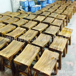 木凳家具 炭燒枱凳  彎面小凳 個(gè)性碳燒炭化家具