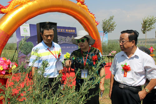 特地陶瓷董事長馮紅健與“大地媽媽”易解放交流植樹經驗