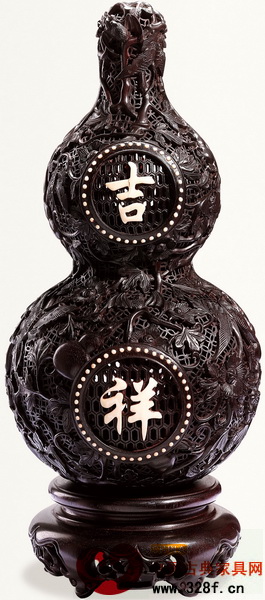 小葉紫檀吉祥如意葫蘆瓶 