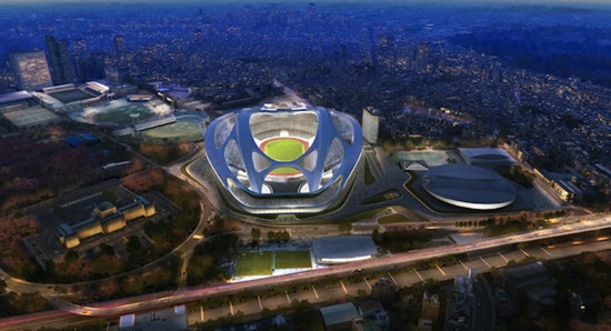 扎哈為2020東京奧運會設計的主場館，遭到日本知名建筑師集體抗議
