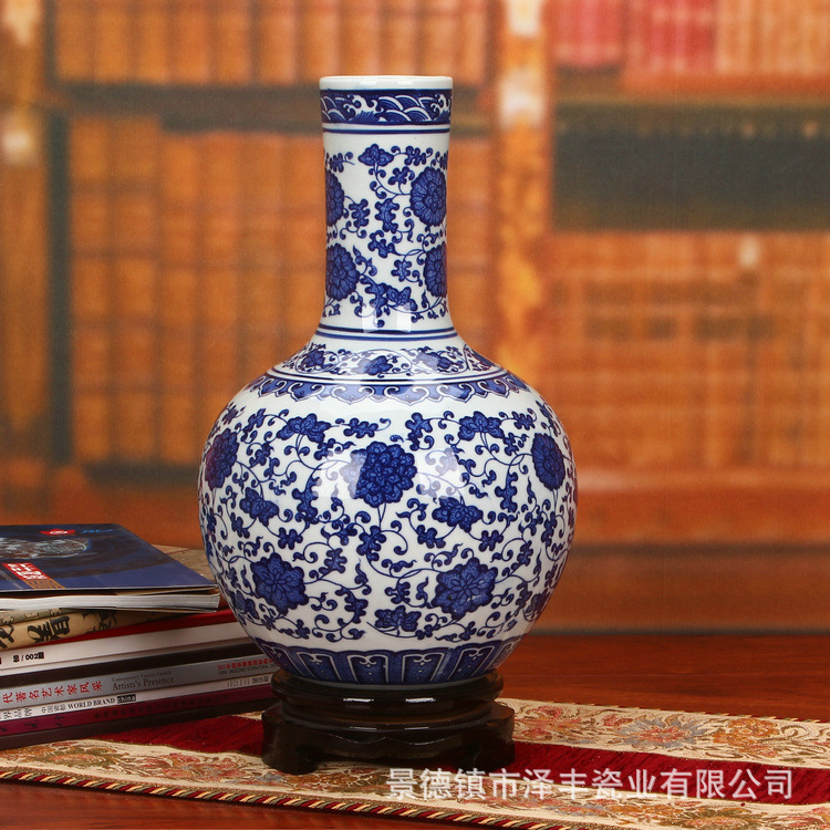 景德鎮陶瓷器 高檔仿古釉下彩青花瓷花瓶 家居裝飾工藝品擺件批發