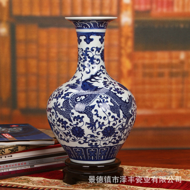景德鎮陶瓷器 高檔仿古釉下彩青花瓷花瓶 家居裝飾工藝品擺件批發