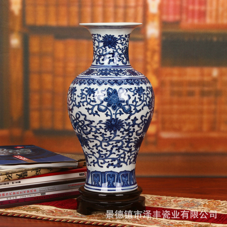 景德鎮陶瓷器 高檔仿古釉下彩青花瓷花瓶 家居裝飾工藝品擺件批發