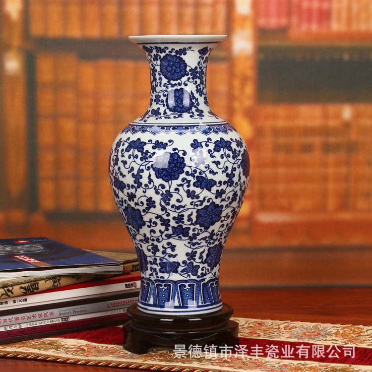 景德鎮陶瓷器 高檔仿古釉下彩青花瓷花瓶 家居裝飾工藝品擺件批發