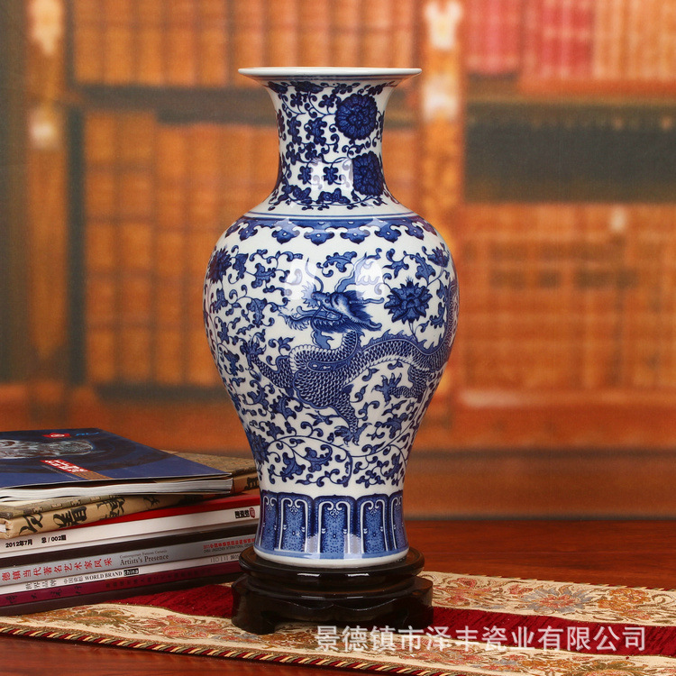 景德鎮陶瓷器 高檔仿古釉下彩青花瓷花瓶 家居裝飾工藝品擺件批發