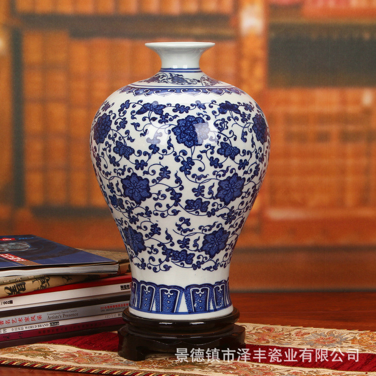 景德鎮陶瓷器 高檔仿古釉下彩青花瓷花瓶 家居裝飾工藝品擺件批發