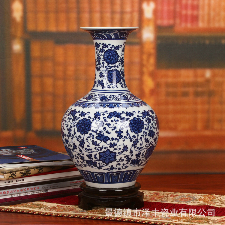景德鎮陶瓷器 高檔仿古釉下彩青花瓷花瓶 家居裝飾工藝品擺件批發