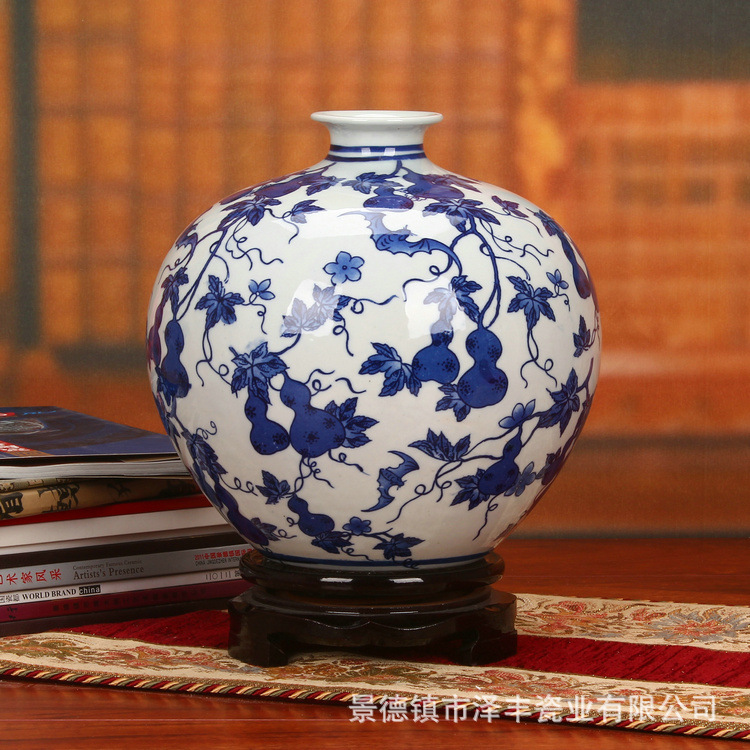 景德鎮陶瓷器 高檔仿古釉下彩青花瓷花瓶 家居裝飾工藝品擺件批發