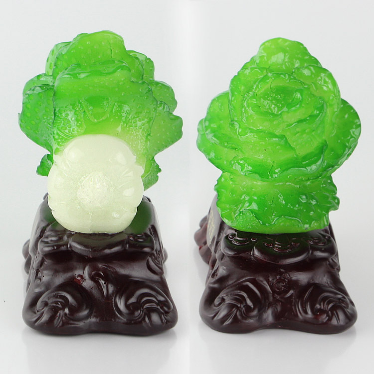 樹脂工藝品擺件仿玉白菜小百財到家居辦公風水財件裝飾小擺設