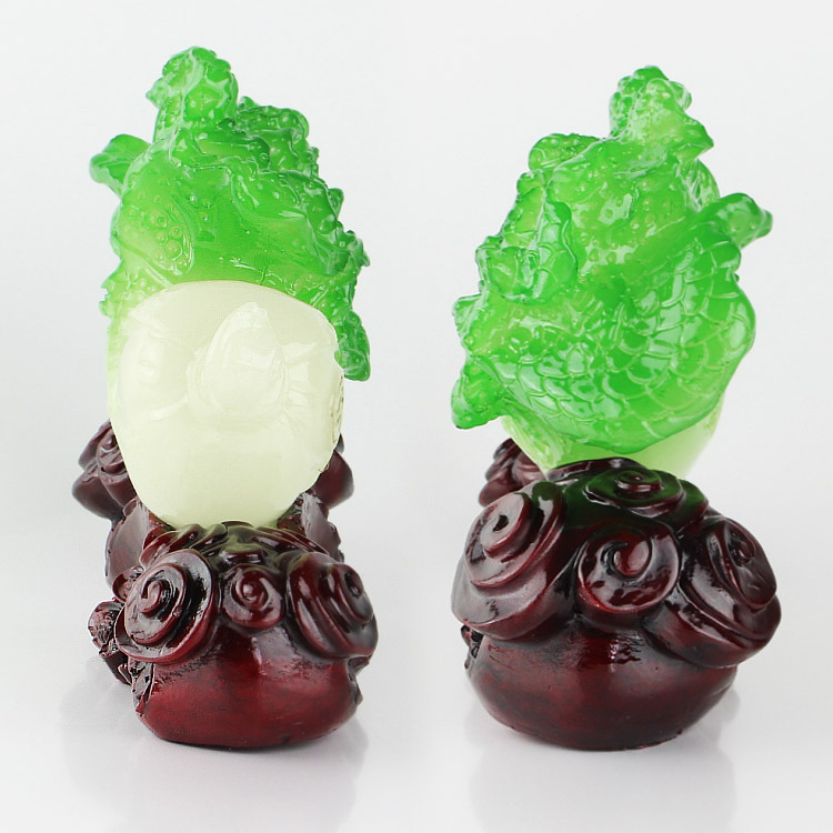 樹脂工藝品擺件仿玉白菜小百財到家居辦公風水財件裝飾小擺設