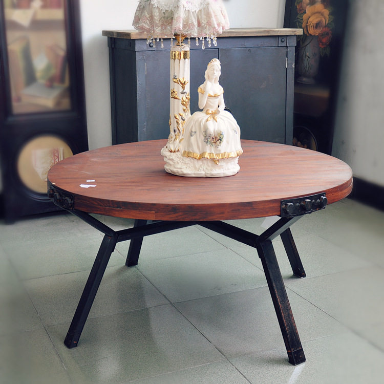 loft美式鄉(xiāng)村鐵藝創(chuàng)意個性復古外貿工業(yè)風實木家具帶輪子儲物桌子