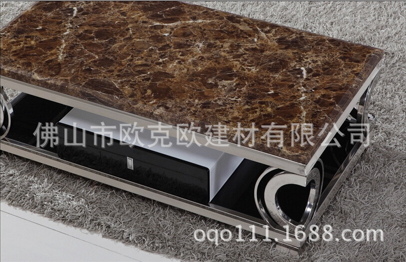 606高檔不銹鋼大理石玻璃茶幾電視柜時尚個性客廳家具現代簡約