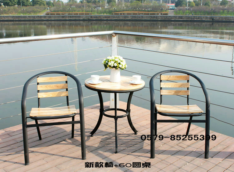 戶外實(shí)木家具 陽(yáng)臺(tái)室外酒吧桌椅組合 庭院露天休閑咖啡桌椅套件