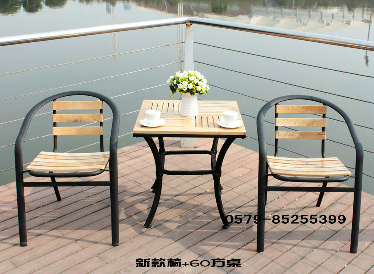 戶外實(shí)木家具 陽(yáng)臺(tái)室外酒吧桌椅組合 庭院露天休閑咖啡桌椅套件