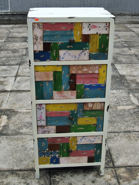 loft美式鄉(xiāng)村鐵藝創(chuàng)意個性復古外貿工業(yè)風實木家具帶輪子儲物桌子