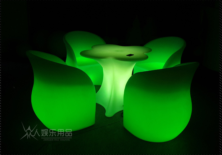 LED歐式新款梅花桌椅遙控酒吧KTV咖啡館發光吧臺 發光桌椅組合