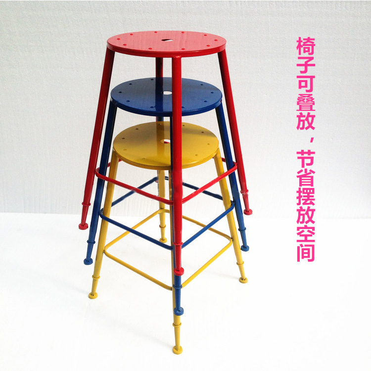 鐵藝復古時尚酒吧椅 創意個性椅子批發彩色鐵藝椅子鄉村酒吧凳