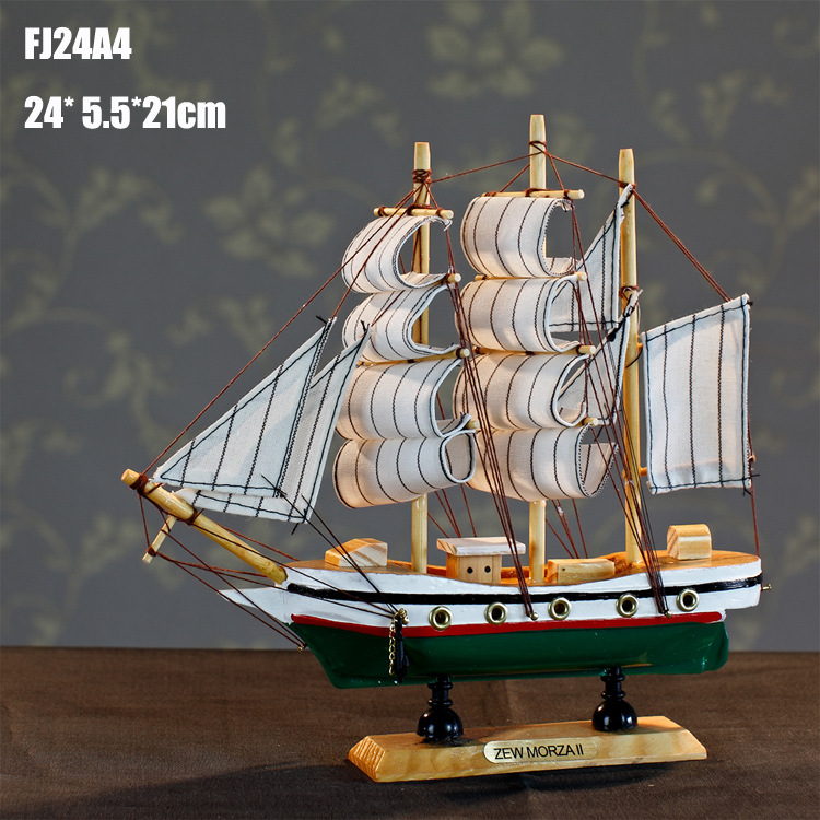 特價(jià)促銷(xiāo) 24CM帆船模型  地中海飾品 家居 實(shí)木手工雕刻 歐式多帆