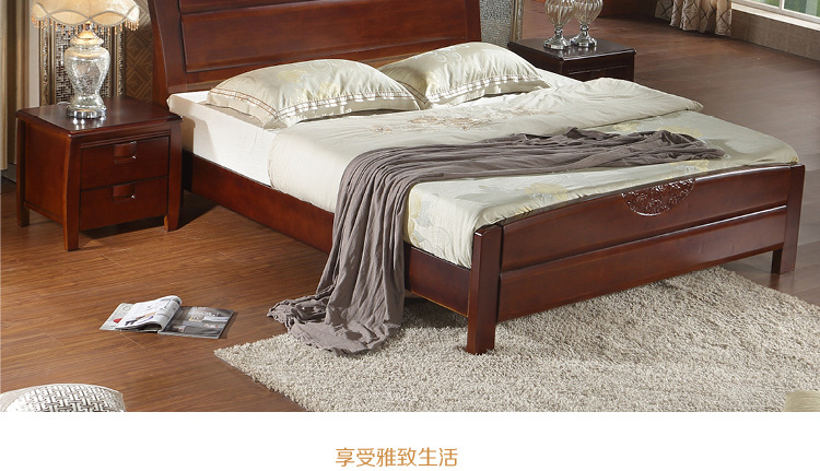 廠(chǎng)家直銷(xiāo)實(shí)木床 簡(jiǎn)約1.8米橡木家具 特價(jià)臥室雙人床