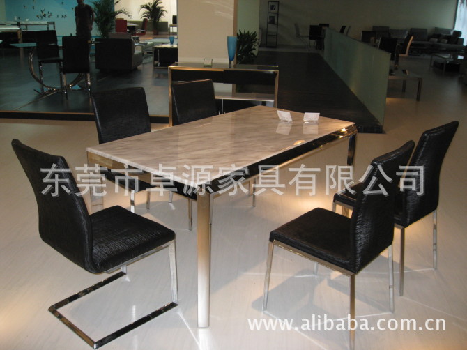 供應不銹鋼架家具、桌類、不銹鋼餐桌，大理石餐桌，ZY-B016