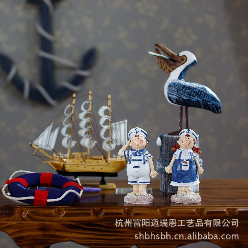 特價(jià)促銷(xiāo) 24CM帆船模型  地中海飾品 家居 實(shí)木手工雕刻 歐式多帆