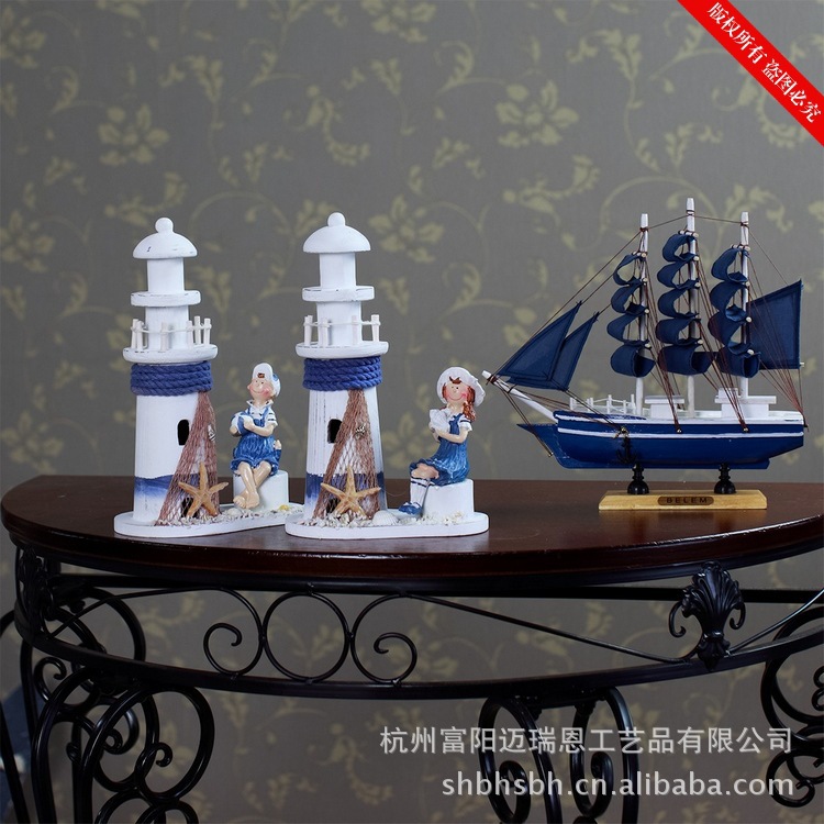 特價(jià)促銷(xiāo) 24CM帆船模型  地中海飾品 家居 實(shí)木手工雕刻 歐式多帆
